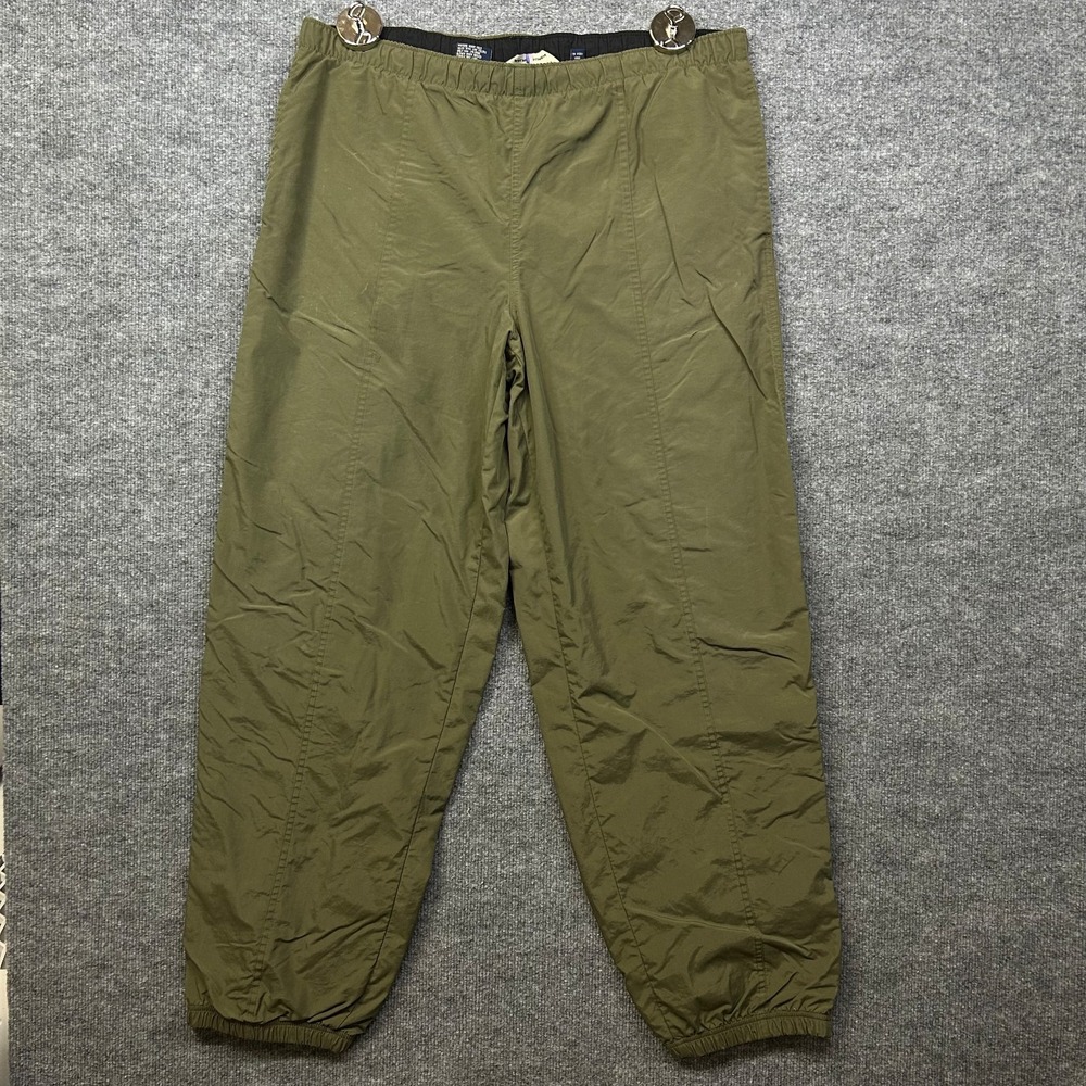 Polo Sport Track Pants Men XL Olive Green Good Nylon Mesh Lined Tapered Zips